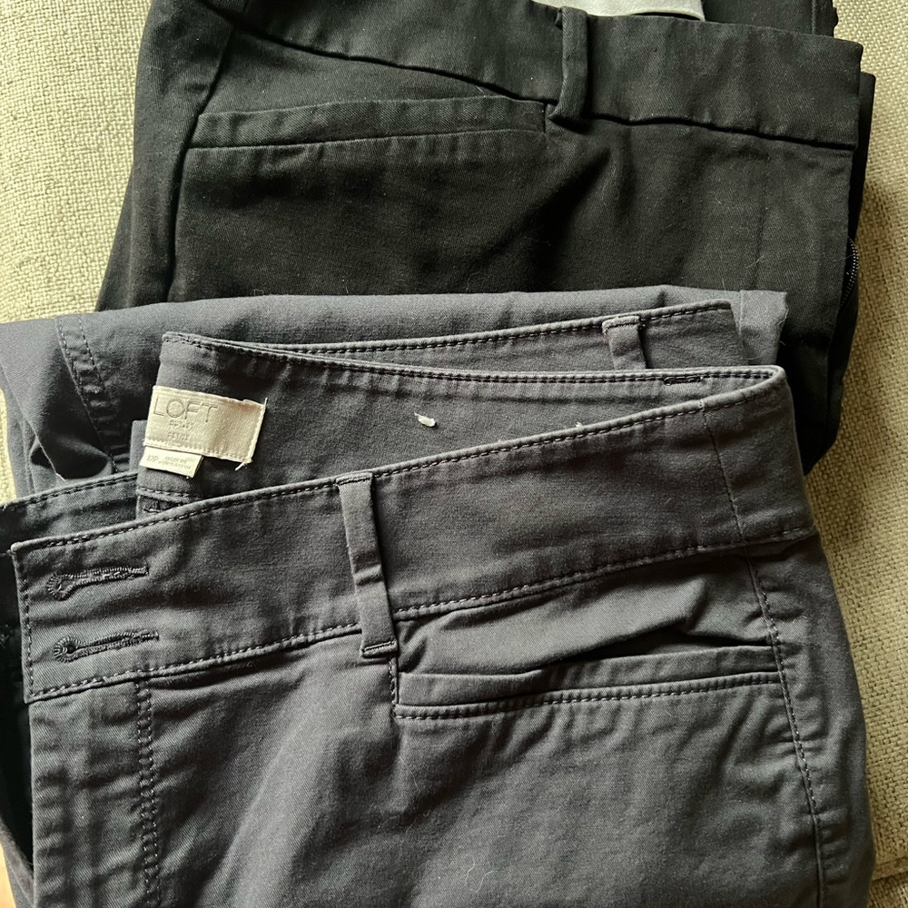 LOFT Black and Gray Cropped Pants Set